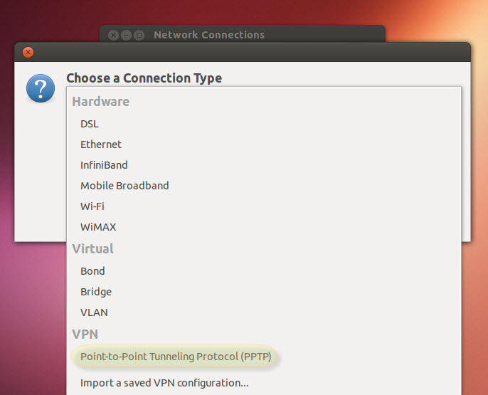 Ubuntu Linux PPTP VPN Setup Guide Step Three Ubuntu Linux PPTP VPN Setup Guide Step Three