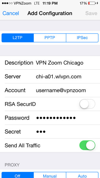 iPhone VPN L2TP Setup Guide Step Four iPhone VPN L2TP Setup Guide Step Four