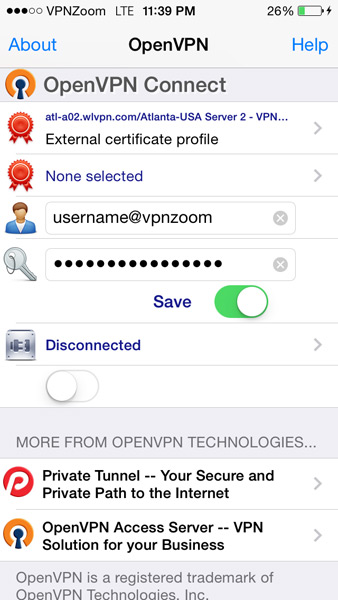Apple IOS OpenVPN Setup Guide Step Seven Apple IOS OpenVPN Setup Guide Step Seven