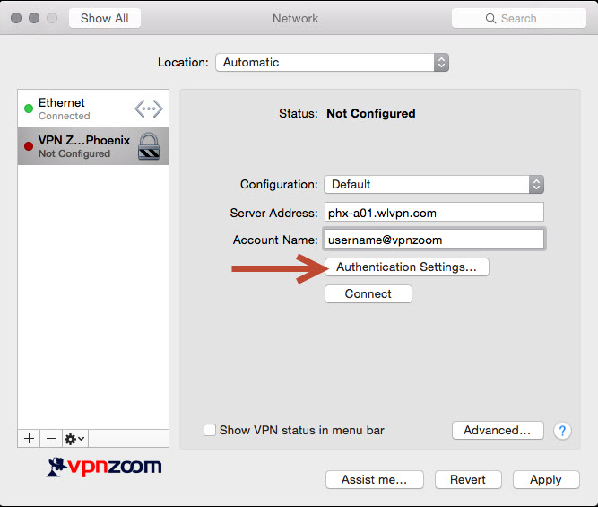 Mac OS X VPN L2TP Setup Guide Step Five Mac OS X VPN L2TP Setup Guide Step Five