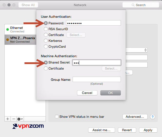 Mac OS X VPN L2TP Setup Guide Step Six Mac OS X VPN L2TP Setup Guide Step Six