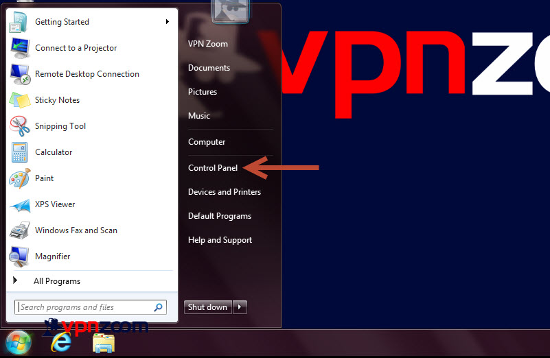 Windows 7 L2TP VPN Setup Step 1 Windows 7 L2TP VPN Setup Step 1
